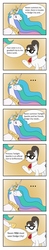 Size: 2269x11576 | Tagged: safe, artist:pony4koma, princess celestia, raven, alicorn, earth pony, pony, g4, ..., comic, female, gem, glasses, horn, jewelry, mare, regalia, speech bubble, tiara, uselesstia, wings