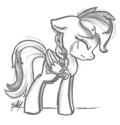 Size: 2353x2449 | Tagged: safe, artist:gaelledragons, oc, oc only, pegasus, pony, crying, high res, monochrome, solo