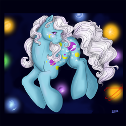 Size: 600x597 | Tagged: safe, artist:silvermoonbreeze, night glider (g1), g1, female, solo, space, space pony, twice as fancy ponies