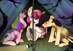 Size: 1200x848 | Tagged: safe, artist:renciel, oc, oc only, pony, blushing, flashlight (object), male, shipping, straight, tent