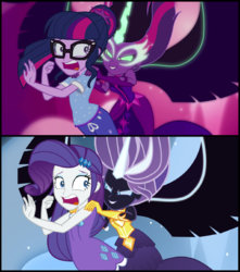 2338754 - safe, artist:5mmumm5, sci-twi, twilight sparkle, equestria girls,  g4, comic, dialogue, english, japanese, midnight sparkle, monochrome -  Derpibooru