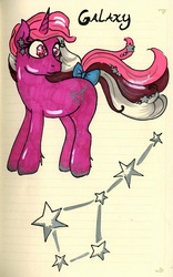 Size: 413x663 | Tagged: safe, artist:skypinpony, galaxy (g1), g1, female, lined paper, solo, traditional art