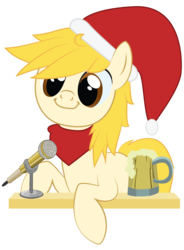 Size: 2000x2719 | Tagged: safe, oc, oc only, oc:ghost, cider, hat, high res, microphone, santa hat, simple background, solo, the man they call ghost, transparent background, true capitalist radio, vector