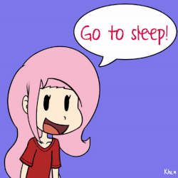 Size: 480x480 | Tagged: safe, artist:kprovido, fluttershy, human, g4, animated, female, gif, go to sleep, humanized, solo, speech bubble