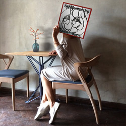 Size: 600x600 | Tagged: safe, artist:thebirdiebin, edit, oc, oc only, oc:joyride, human, colt quest, chair, flower, flower vase, photofunia, picture frame, table, text