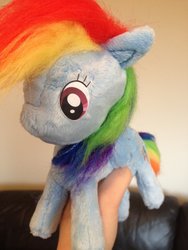 Size: 1024x1365 | Tagged: safe, artist:laurilolly-crafts, rainbow dash, g4, fluffy, hand, irl, photo, plushie, solo