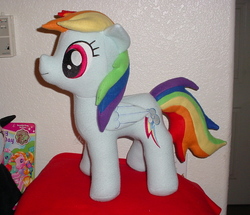 Size: 1269x1092 | Tagged: safe, artist:fabulousmoustache, rainbow dash, g4, irl, photo, plushie, solo