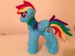 Size: 797x598 | Tagged: safe, artist:the-pink-dragon, rainbow dash, g4, irl, needle felted, photo, plushie, solo