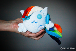 Size: 2738x1825 | Tagged: safe, artist:masha05, rainbow dash, g4, :3, ball, cute, hand, irl, photo, plushie, solo