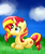 Size: 1250x1500 | Tagged: safe, artist:cooky-the-cat, sunset shimmer, pony, unicorn, g4, cloud, cute, female, grass, looking up, prone, shimmerbetes, sky, smiling, solo