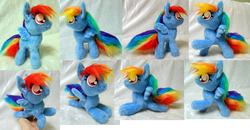 Size: 5000x2591 | Tagged: safe, artist:rens-twin, rainbow dash, g4, female, filly, filly rainbow dash, hand, irl, photo, plushie, solo