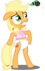 Size: 944x1500 | Tagged: safe, artist:mlpcutepic, edit, applejack, g4, where the apple lies, cloth diaper, diaper, diaper edit, female, non-baby in diaper, preteen, preteenage applejack, safety pin, simple background, solo, white background