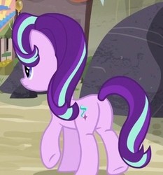 Size: 305x327 | Tagged: safe, screencap, starlight glimmer, pony, unicorn, g4, to where and back again, butt, cropped, female, glimmer glutes, mare, plot, raised hoof, raised leg, solo, underhoof