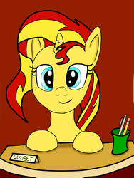 Size: 1536x2048 | Tagged: safe, artist:southernstar1234, sunset shimmer, pony, g4, desktop, female, solo, studying