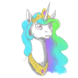 Size: 1024x1024 | Tagged: safe, artist:breadworth, princess celestia, g4, bust, female, portrait, simple background, solo, traditional art, white background