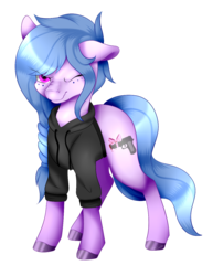 Size: 1086x1408 | Tagged: safe, artist:itsizzybel, oc, oc only, oc:claris, earth pony, pony, clothes, female, hoodie, mare, simple background, solo, transparent background