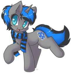 Size: 1811x1873 | Tagged: safe, artist:sapphfyr, oc, oc only, oc:frost fang, pony, unicorn, clothes, scarf, simple background, solo, transparent background