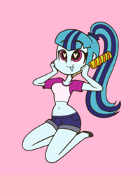 Size: 1200x1500 | Tagged: safe, artist:khuzang, sonata dusk, equestria girls, g4, my little pony equestria girls: rainbow rocks, :t, belly button, clothes, cute, drool, eating, female, food, heart eyes, midriff, popsicle, short shirt, simple background, smiling, solo, wingding eyes