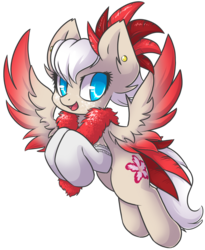 Size: 1406x1718 | Tagged: safe, artist:sapphfyr, oc, oc only, oc:desert rose, pegasus, pony, clothes, ear piercing, flying, looking back, open mouth, piercing, simple background, smiling, socks, solo, spread wings, transparent background