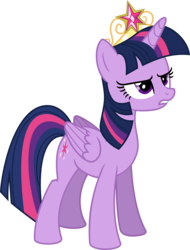 Size: 5000x6563 | Tagged: safe, artist:lman225, twilight sparkle, alicorn, pony, g4, princess twilight sparkle (episode), .svg available, absurd resolution, big crown thingy, element of magic, female, folded wings, jewelry, mare, regalia, simple background, solo, transparent background, twilight sparkle (alicorn), vector