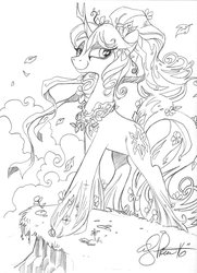 Size: 867x1200 | Tagged: safe, artist:andypriceart, tree of harmony, oc, oc only, oc:harmony (heilos), pony, flower, flower in hair, ponified, solo, traditional art, unshorn fetlocks