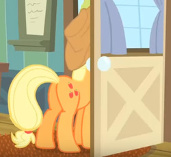Size: 590x540 | Tagged: safe, screencap, applejack, pony, g4, somepony to watch over me, butt, cropped, female, mare, plot, solo