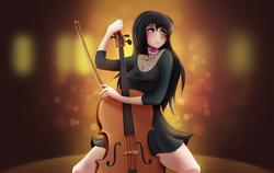 Size: 5344x3375 | Tagged: safe, artist:guinefurrie, octavia melody, human, g4, bow (instrument), cello, cello bow, clothes, female, humanized, multiple variants, musical instrument, solo