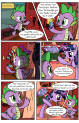 Size: 1750x2700 | Tagged: safe, artist:sirzi, artist:true line translators, spike, twilight sparkle, alicorn, dragon, pony, comic:talisman for a pony, g4, book, bookshelf, comic, crossover, gem, golden oaks library, jackie chan adventures, magic, telekinesis, this will end in tears and/or death, translation, twilight sparkle (alicorn), xk-class end-of-the-world scenario