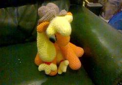 Size: 480x336 | Tagged: safe, applejack, b.u.c.k., g4, 2016, charity auction, irl, knitted stable, photo, solo