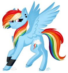 Size: 642x688 | Tagged: safe, artist:ayoarts, artist:blitsazalisdash, rainbow dash, pony, g4, female, piercing, simple background, solo, transparent background