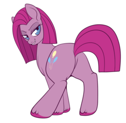 Size: 550x536 | Tagged: safe, artist:lulubell, pinkie pie, g4, balloonbutt, butt, female, grin, pinkamena diane pie, plot, simple background, smiling, solo, transparent background