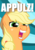 Size: 500x709 | Tagged: safe, artist:paragonaj, applejack, earth pony, pony, g4, apple, appul, faic, fashion reaction, female, image macro, meme, silly, silly pony, solo, that pony sure does love apples, who's a silly pony