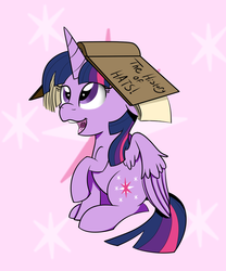 Size: 1024x1229 | Tagged: safe, artist:theartistsora, twilight sparkle, alicorn, pony, g4, adorkable, book, book hat, bookhorse, cute, dork, female, silly, silly pony, solo, that pony sure does love books, twiabetes, twilight sparkle (alicorn)