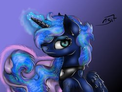 Size: 1024x768 | Tagged: safe, artist:neonspirit17, princess luna, pony, g4, female, glowing horn, horn, solo