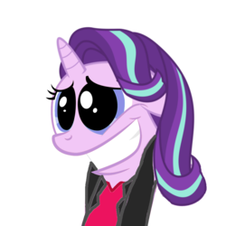 Size: 900x901 | Tagged: safe, starlight glimmer, g4, christopher eccleston, clothes, cosplay, costume, doctor who, grin, jumper, leather, ninth doctor, peacoat, simple background, smiling, starlight gallifrey, time travel glimmer, transparent background, vector