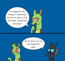 Size: 2400x2249 | Tagged: safe, artist:derpanater, arista, changedling, changeling, g4, to where and back again, comic, high res, text, text bubbles