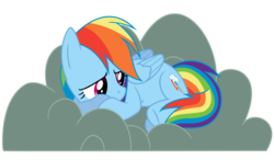 Size: 1200x700 | Tagged: safe, artist:lman225, rainbow dash, g4, cloud, female, sad, simple background, solo, transparent background, vector