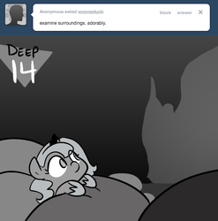 Size: 666x673 | Tagged: safe, artist:egophiliac, princess luna, moonstuck, g4, cute, female, filly, grayscale, hilarious in hindsight, monochrome, mystery science theater 3000, pillow, solo, woona, younger