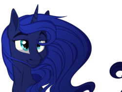 Size: 8000x6000 | Tagged: safe, artist:elskafox, artist:musical-medic, princess luna, g4, absurd resolution, bust, cute, female, lidded eyes, portrait, s1 luna, simple background, smiling, solo, transparent background