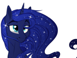 Size: 8000x6000 | Tagged: safe, artist:elskafox, artist:musical-medic, princess luna, g4, :3, absurd resolution, bust, cute, female, lidded eyes, portrait, simple background, smiling, solo, sparkles, transparent background