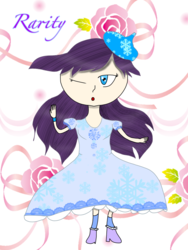 Size: 1536x2048 | Tagged: safe, artist:php45, rarity, human, g4, clothes, dress, female, humanized, one eye closed, solo, wink