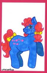 Size: 413x640 | Tagged: safe, artist:skypinpony, bow tie (g1), g1, female, solo, traditional art