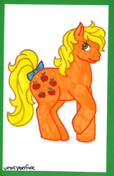 Size: 413x639 | Tagged: safe, artist:skypinpony, applejack (g1), g1, female, solo, traditional art