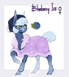 Size: 1841x2068 | Tagged: safe, artist:holosta, oc, oc only, adoptable, berry, blueberry, cute, food, green eyes, ice, solo