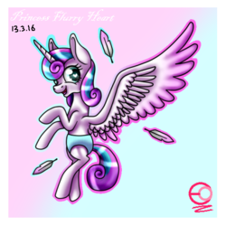 Size: 484x484 | Tagged: safe, artist:inspiredpixels, princess flurry heart, alicorn, pony, g4, baby, diaper, female, heart eyes, older, solo, spread wings, wingding eyes