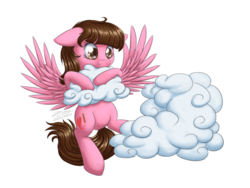 Size: 1024x768 | Tagged: safe, artist:novaintellus, oc, oc only, oc:shyfly, pegasus, pony, cloud, floppy ears, simple background, solo, transparent background