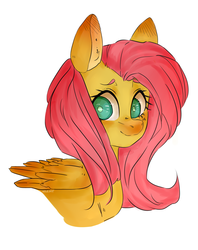 Size: 1920x2420 | Tagged: safe, artist:ielejot, fluttershy, g4, bust, female, folded wings, looking at you, portrait, simple background, solo, white background