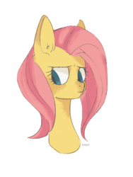 Size: 1200x1600 | Tagged: safe, artist:ielejot, fluttershy, g4, bust, female, looking away, looking down, portrait, simple background, solo, white background