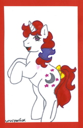 Size: 417x639 | Tagged: safe, artist:skypinpony, moondancer (g1), pony, unicorn, g1, female, solo, traditional art