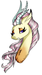 Size: 532x955 | Tagged: safe, artist:symphstudio, oc, oc only, oc:chaos willow, draconequus, hybrid, bust, interspecies offspring, offspring, parent:discord, parent:fluttershy, parents:discoshy, portrait, solo